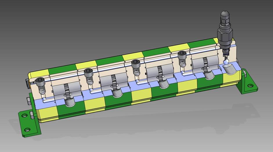 Section of a flow divider